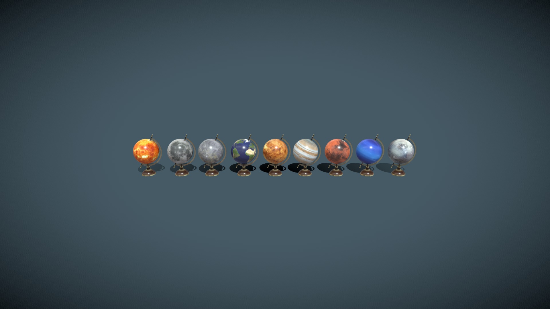 3D model Solar System Planets Globes 3D Model - This is a 3D model of the Solar System Planets Globes 3D Model. The 3D model is about a group of colorful balls.