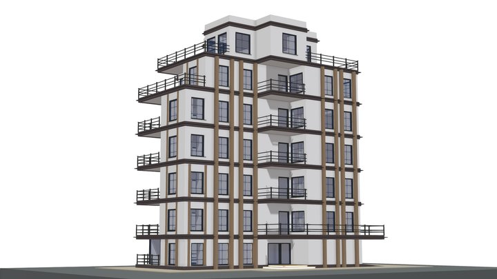 residential complex modern apartment building 3D Model