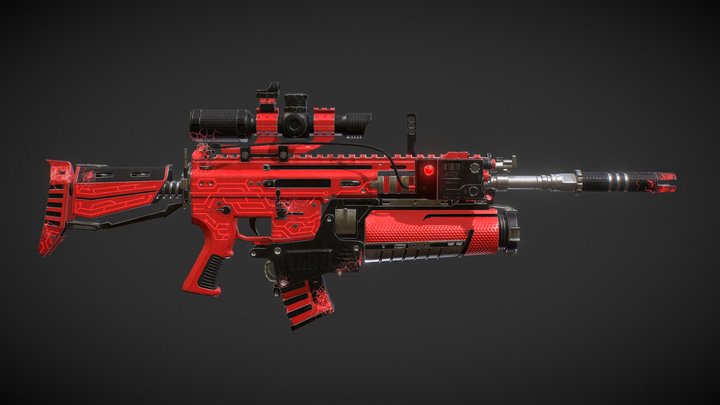 Semi sci fi assault rifle free 3D Model