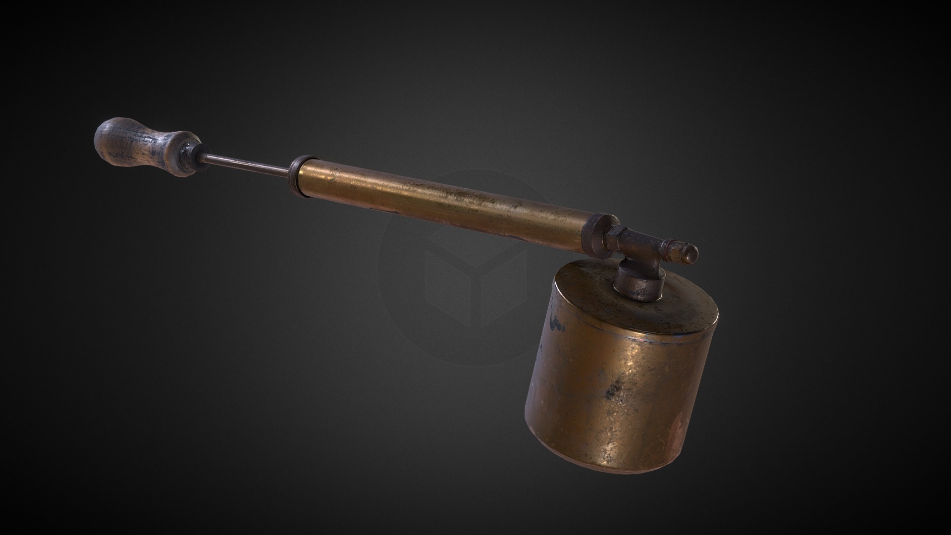 3D model Antique Brass Sprayer - This is a 3D model of the Antique Brass Sprayer. The 3D model is about a metal object with a handle.
