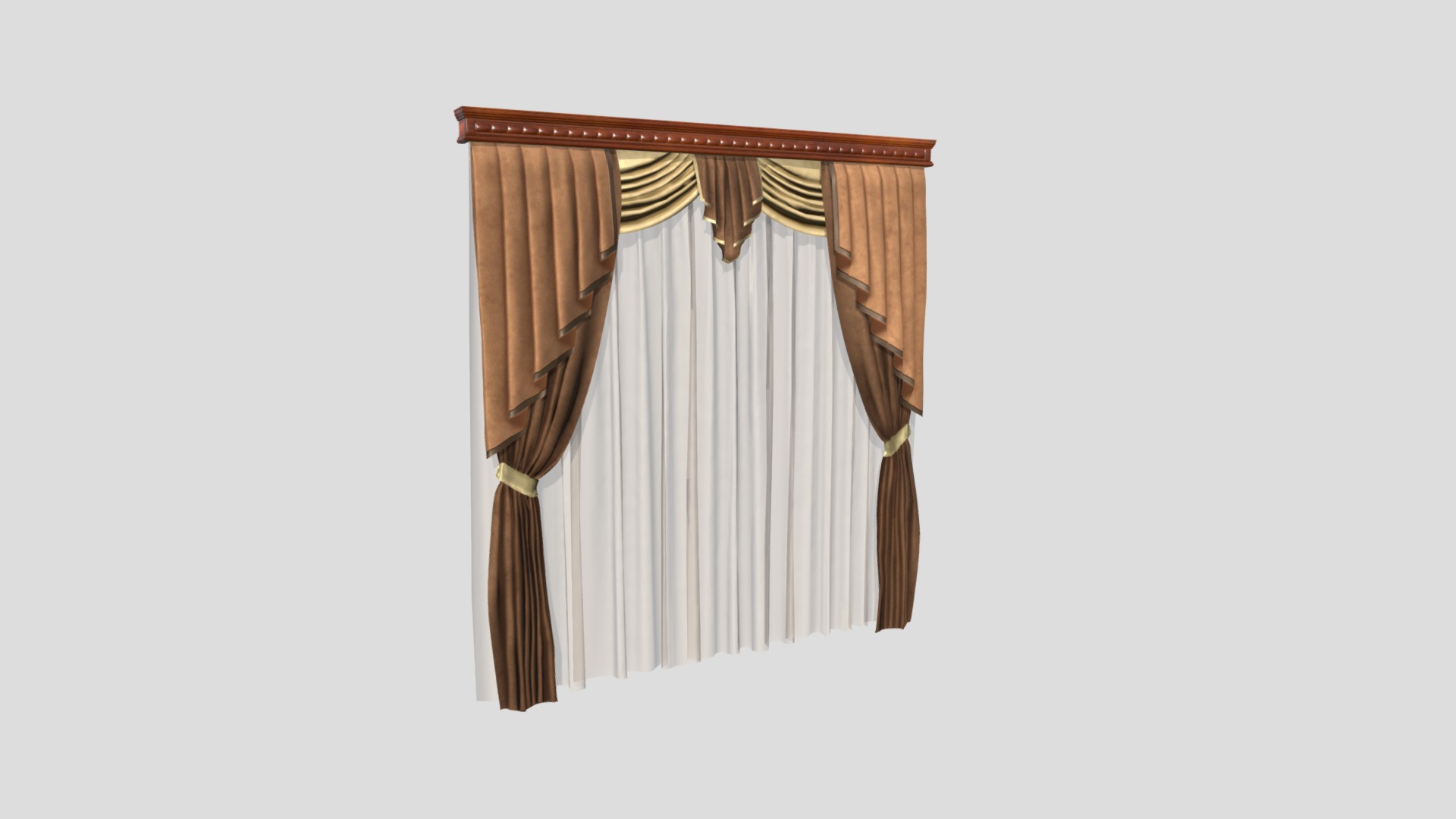 3D model №801 Curtain  3D low poly model for VR-projects - This is a 3D model of the №801 Curtain  3D low poly model for VR-projects. The 3D model is about a wooden frame with a bow.