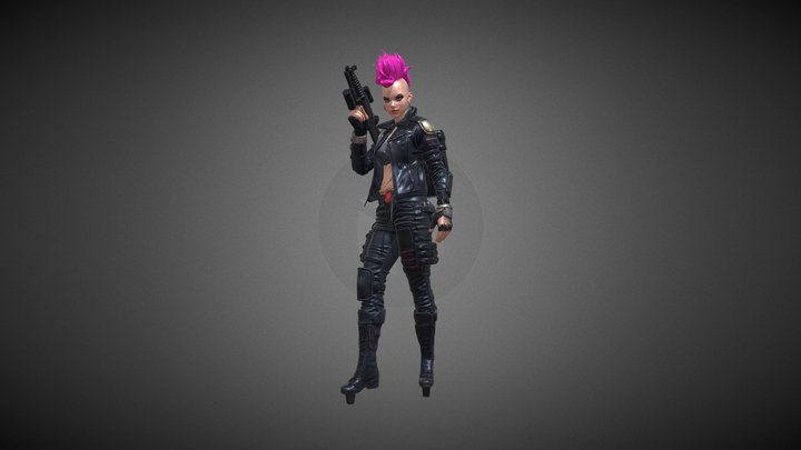 cyberpunk biker gang fighter, female,