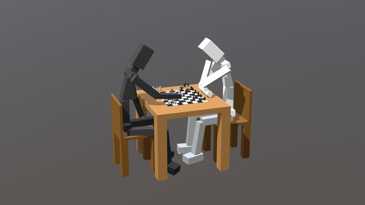 Stickman playing Chess 3D Model