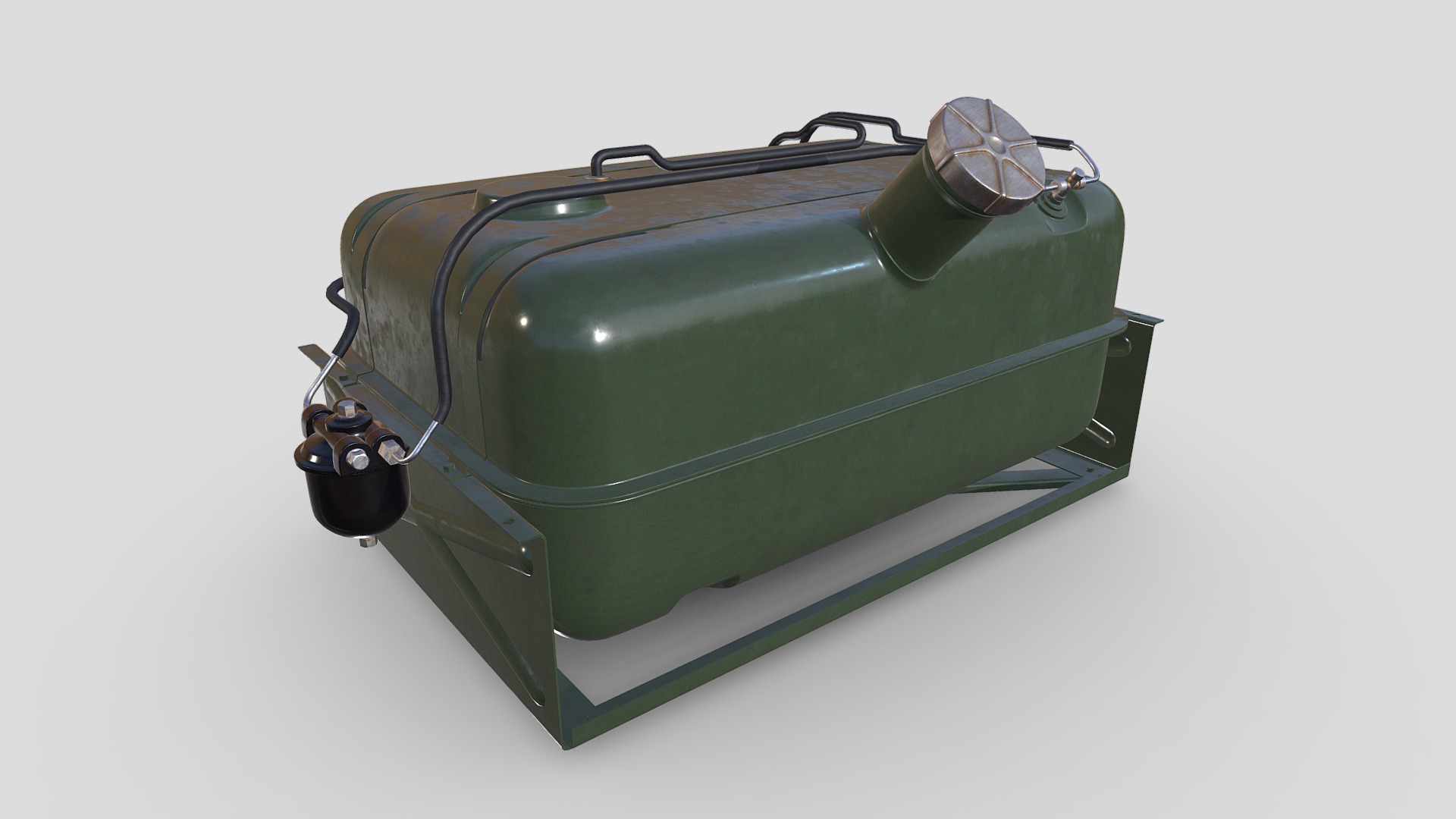 3D model ZIL-157 Fuel tank_New - This is a 3D model of the ZIL-157 Fuel tank_New. The 3D model is about a green suitcase with a handle.