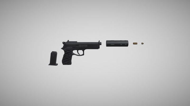 Console Spec Beretta M9 with Silencer 3D Model