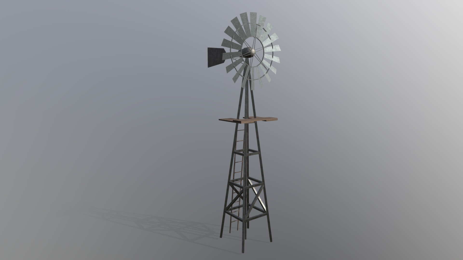 3D model Wind Pump - This is a 3D model of the Wind Pump. The 3D model is about a tall antenna on a white background.