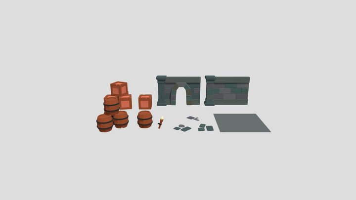 Dungeon Modular Assets 3D Model