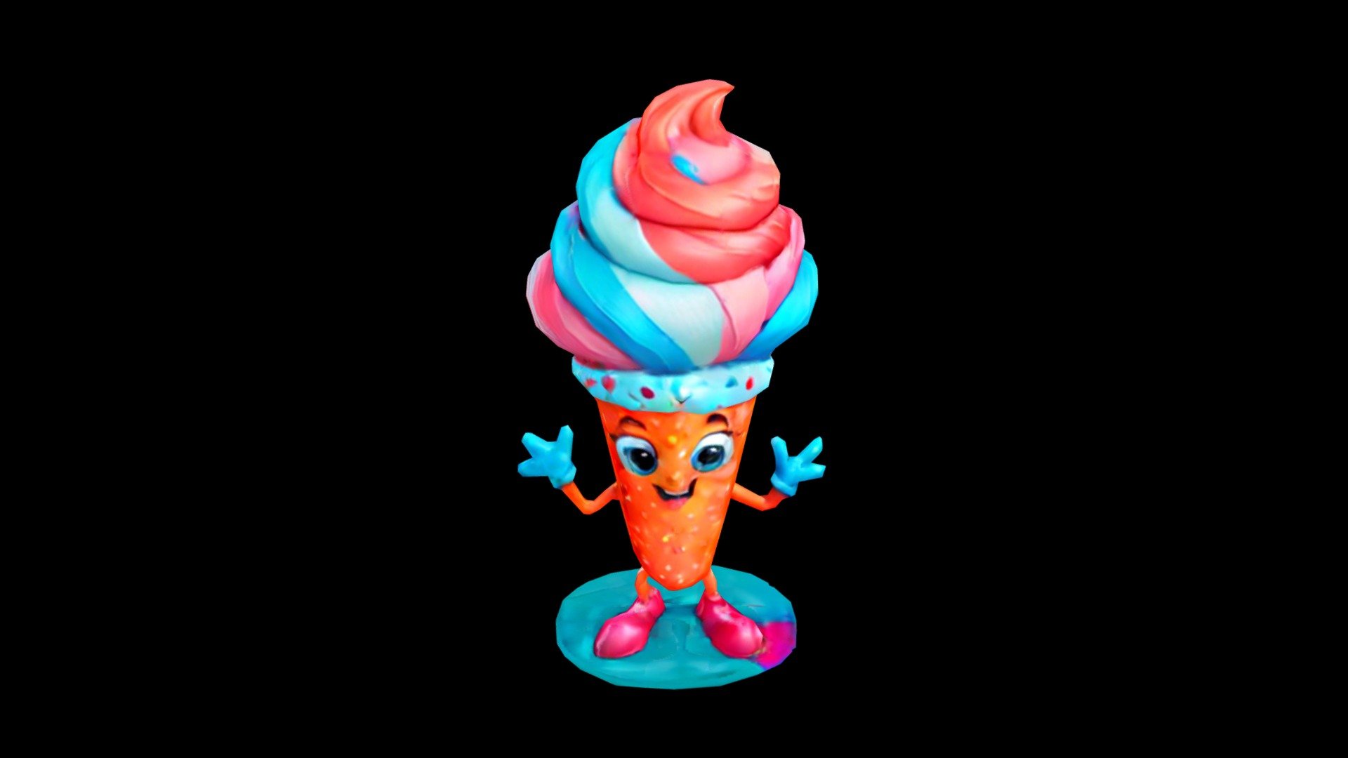 A character of a friendly ice cream cone entity - Download Free 3D ...