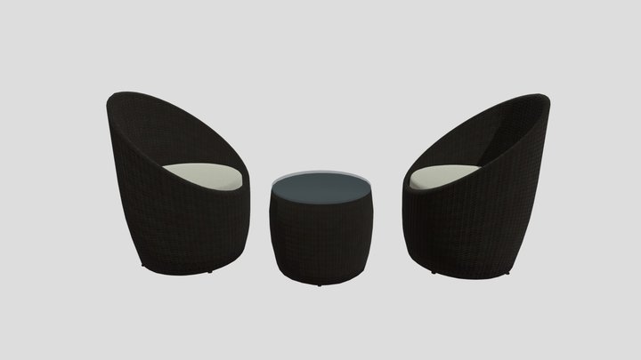 Rattan lounge set  - 2 chairs 3D Model