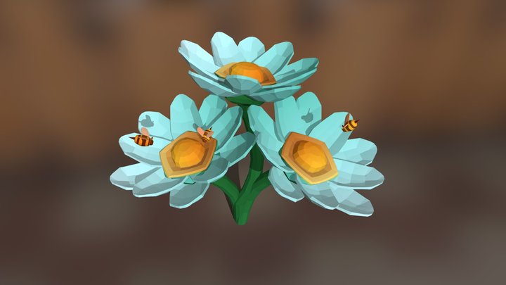 Lowpoly_ Flowers 3D Model