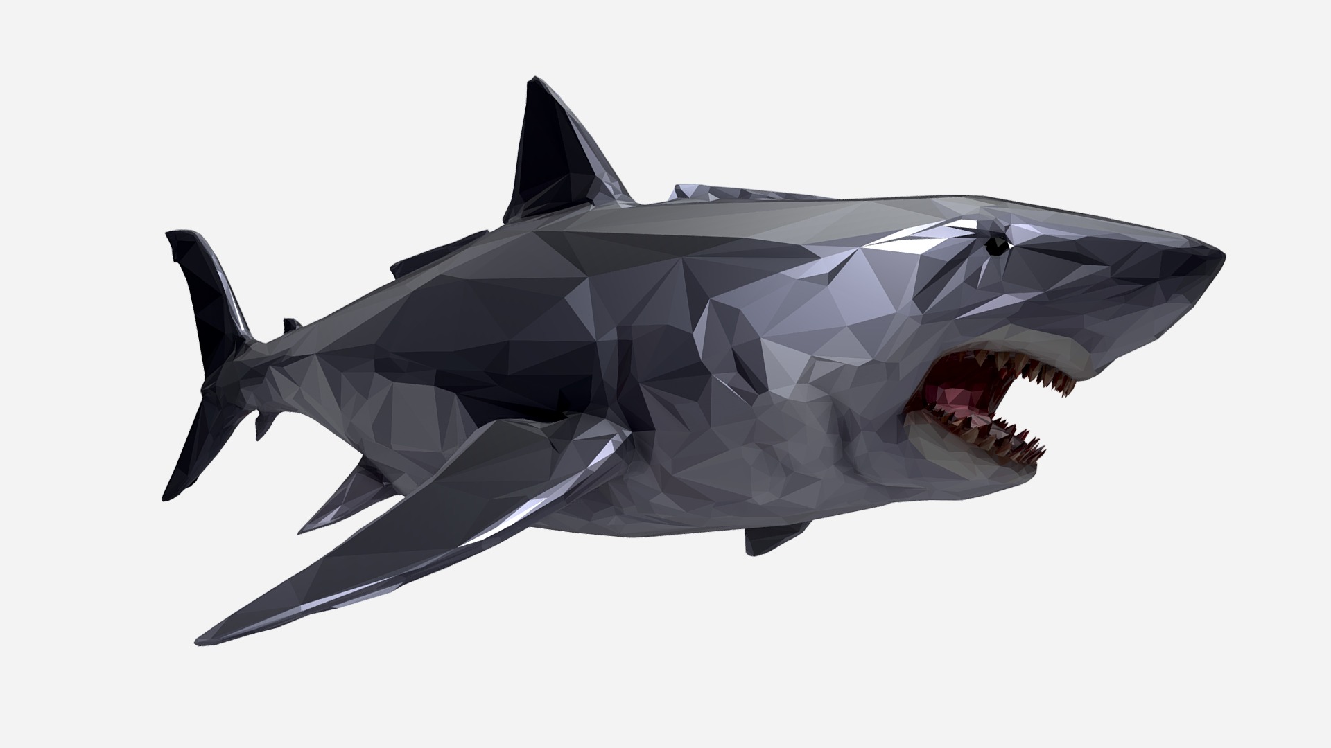 3D model Shark Low Polygon Art Ocean Fish - This is a 3D model of the Shark Low Polygon Art Ocean Fish. The 3D model is about a black and white shark.