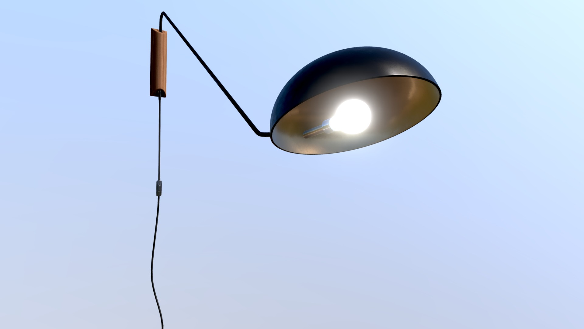 3D model Modern black wall lamp - This is a 3D model of the Modern black wall lamp. The 3D model is about a light fixture on a pole.