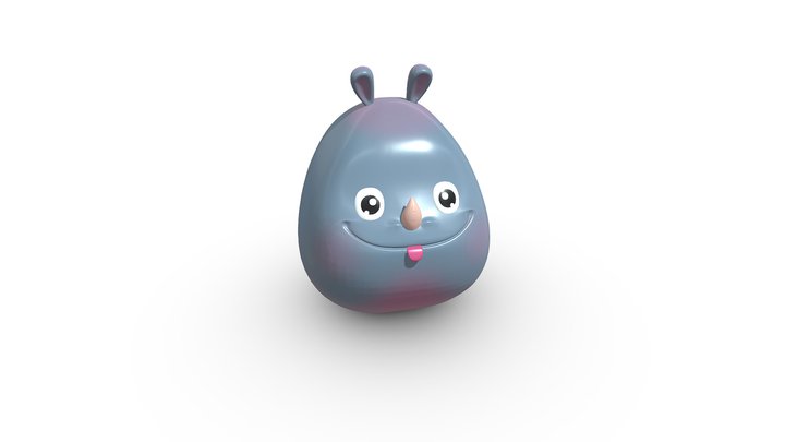 Low Poly Hippo Cartoon 3D Model