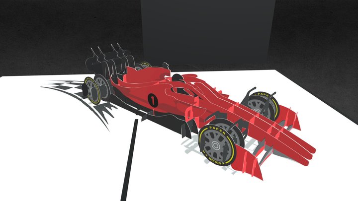 Formula One car F1 Pop Up Card 3D Model