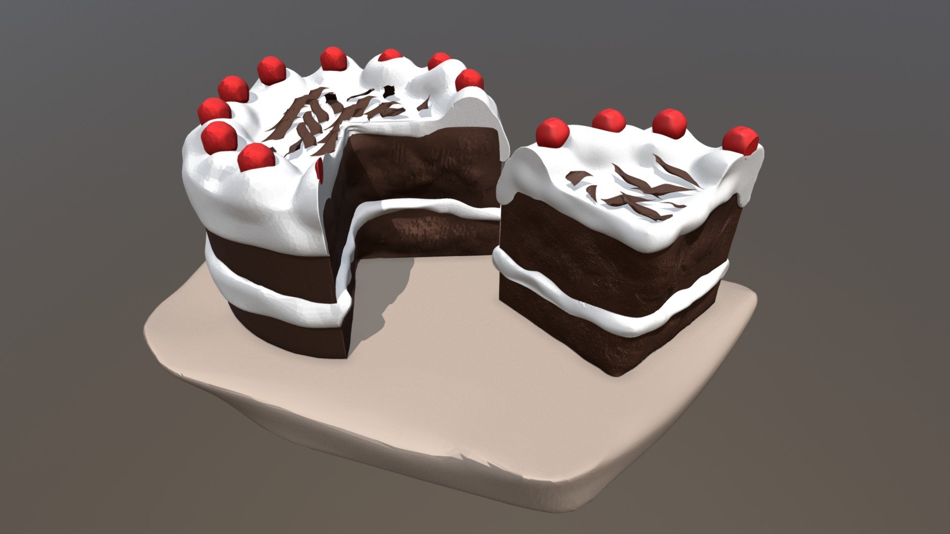 Chocolate and cream cake - 3D model by JaythReap [56ac13a] - Sketchfab