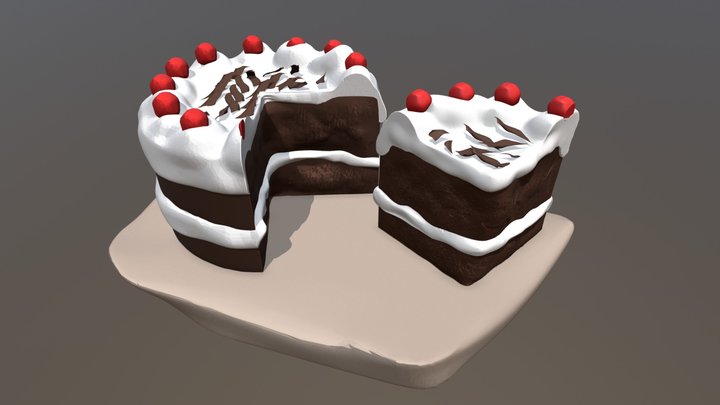 Chocolate and cream cake 3D Model