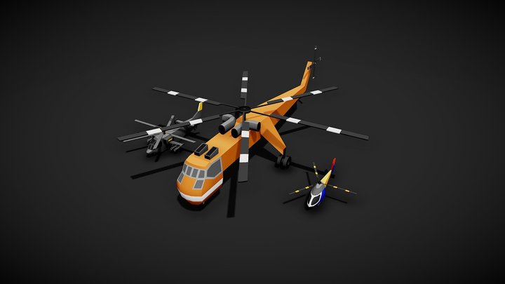 Low Poly Helicopters Pack Free 3D Model