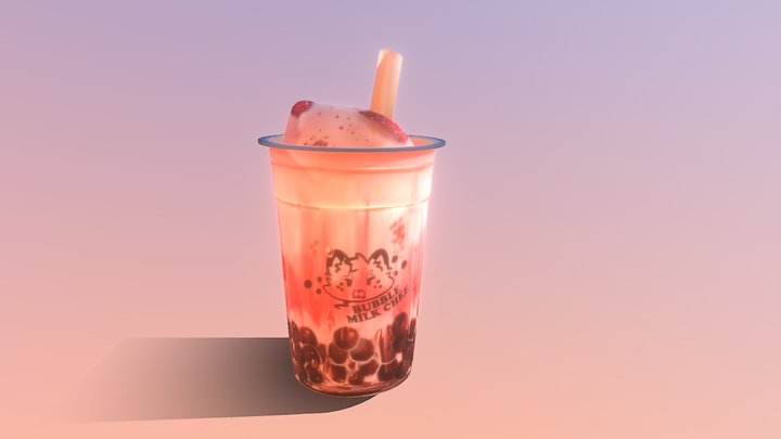 Strawberry_BubbleTea_v04 3D Model