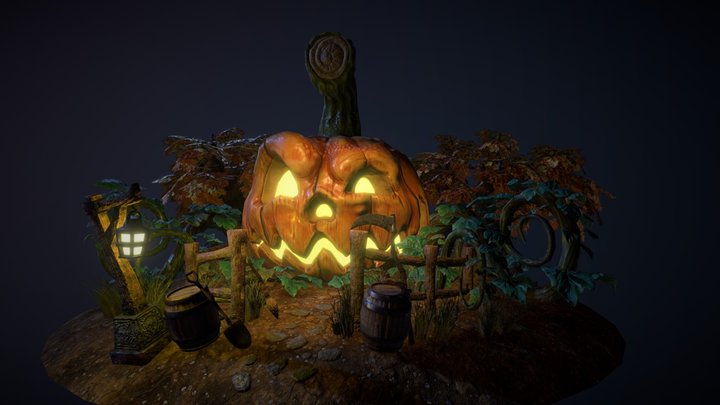 Spooky Halloween Scene 3D Model