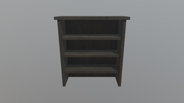 Wooden Bookshelf 3D Model