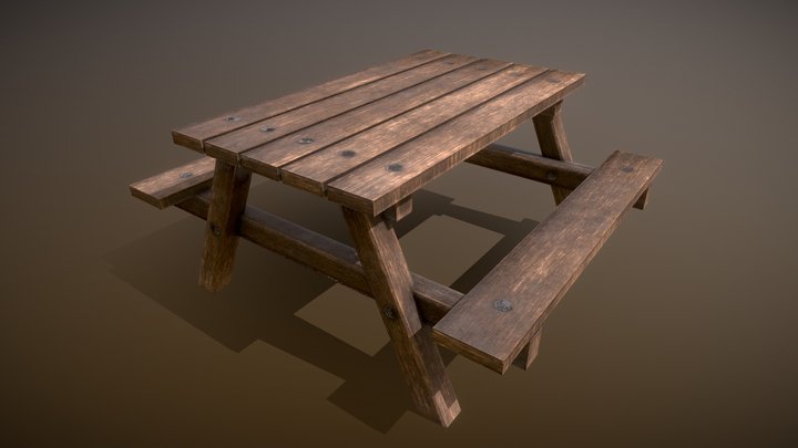 Wooden Bench (Remastered) 3D Model