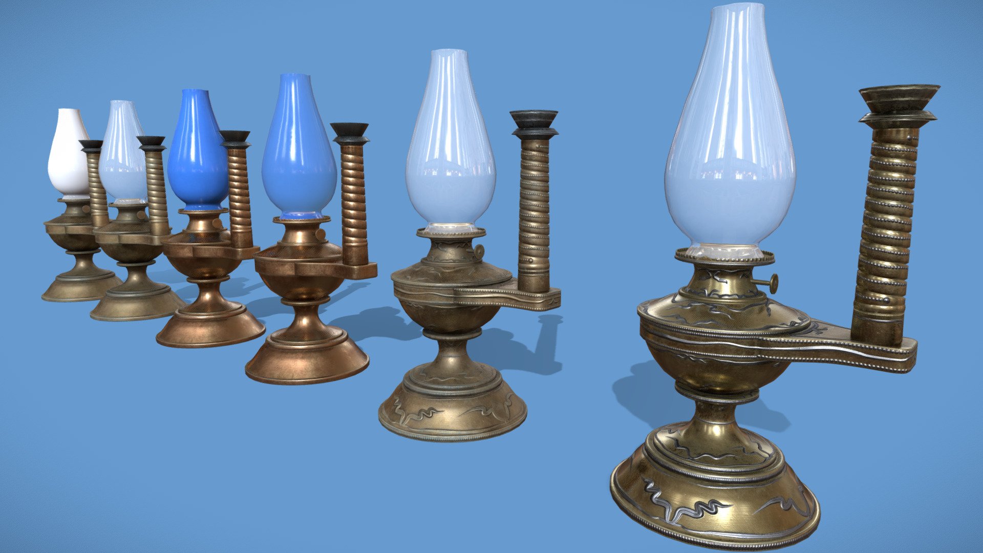 1800s Kerosene Desk Lamps Type B