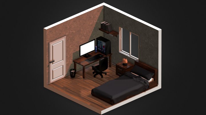 Low Poly Isometric Room 3D Model
