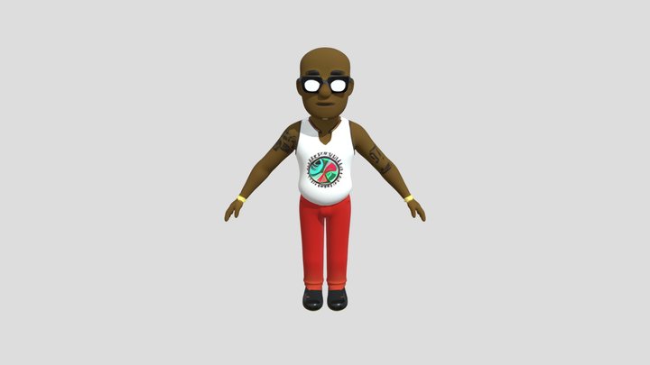 Stylized cartoon character in sunglasses 3D Model