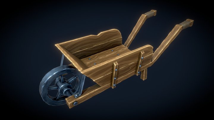 Wooden Wheelbarrow 3D Model