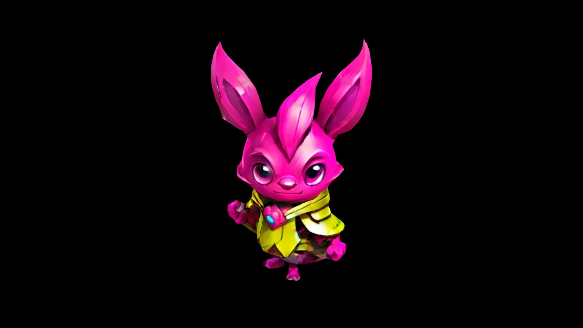 A pink bunny creature with fangs and a green ves - Download Free 3D ...