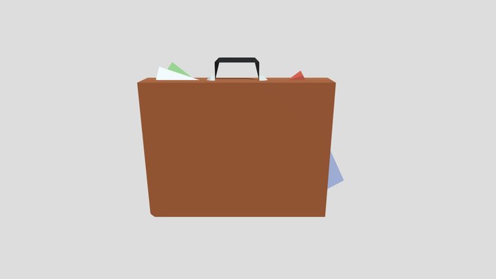 Briefcase with some Documents out 3D Model