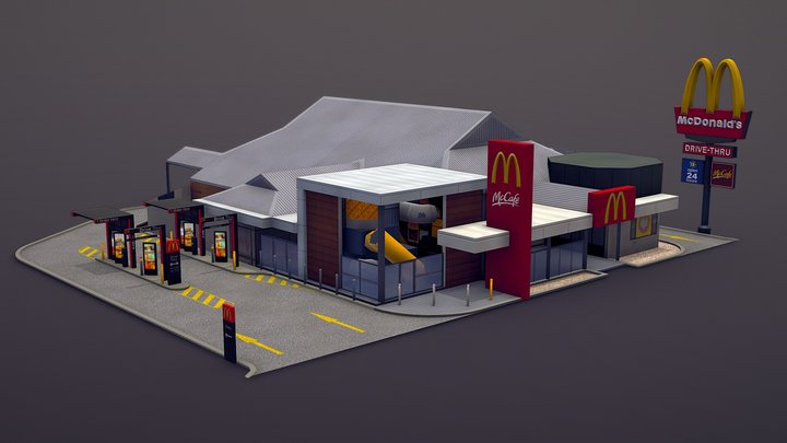Engadine McDonalds Restaurant (low Poly) 3D Model