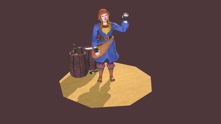 Village Character - Medieval Fisherman 3D Model