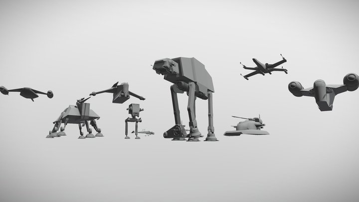 10 vehicles from star wars 3D Model