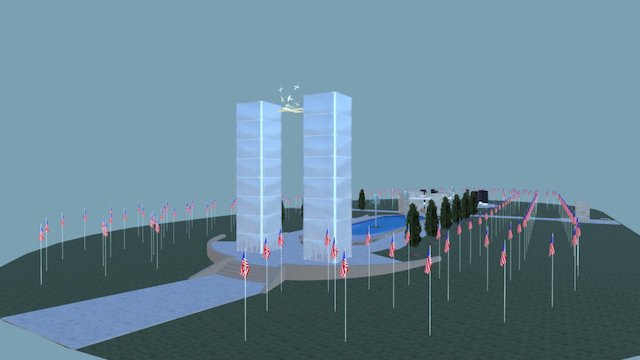 Avenue of 444 Flags Memorial. 3D Model