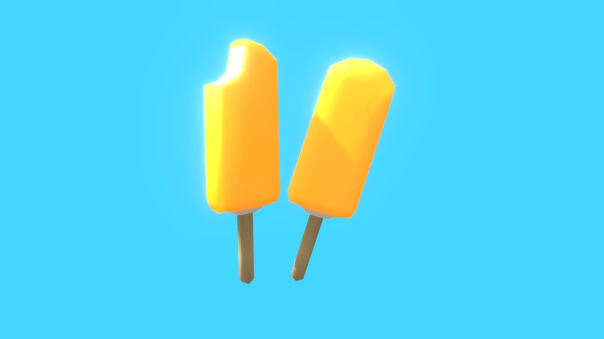 3D model Orange Creamsicles - This is a 3D model of the Orange Creamsicles. The 3D model is about two yellow cones on a blue background.