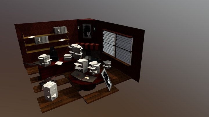 Messy Detective Desk_T 3D Model