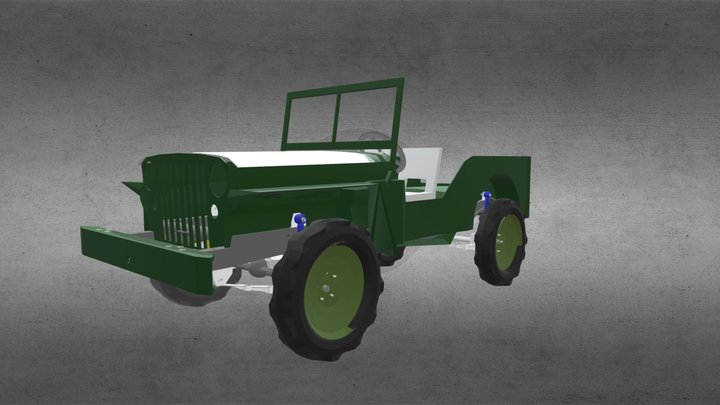 Jeep Willys 1948 with Chassis and Suspension 3D Model