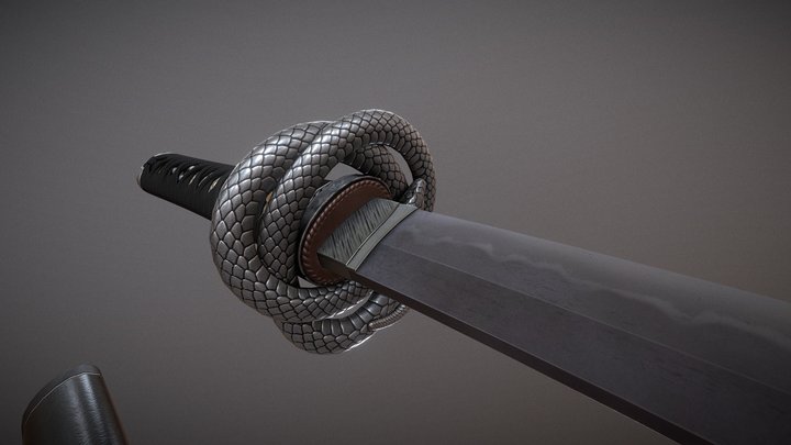 uchigatana-snake：Silver/Black 3D Model