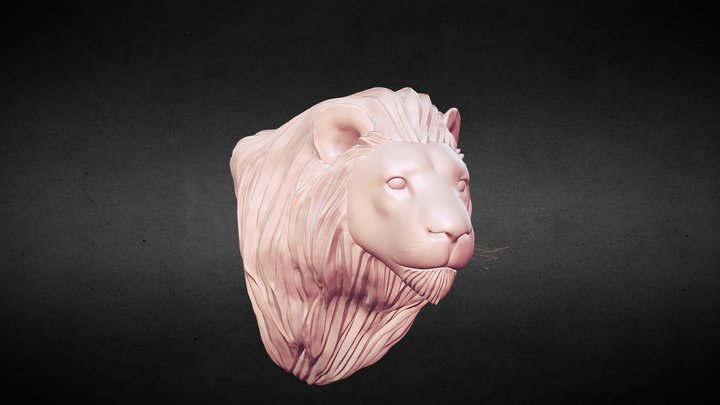 Lion head sculpture 3D Model