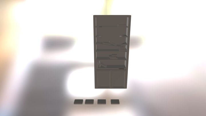 Broken Bookshelf 3D Model