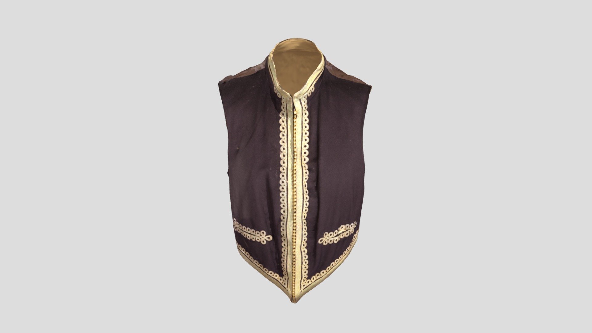 Black Uniform Waistcoat with Gold Braid - 3D model by musecornishlife ...