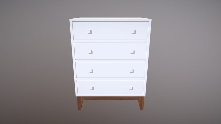 White Chest of Drawers 3D Model