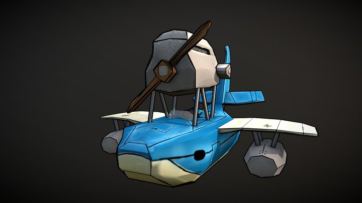 Stylized Whale Plane  - Textured 3D Model