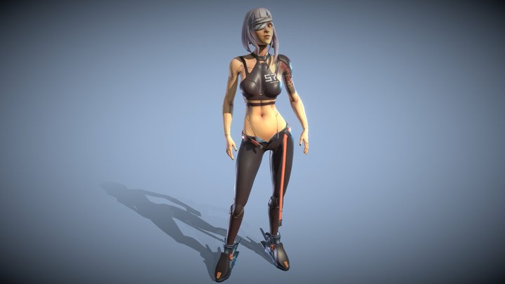 Overwatch Style Female Character 3D Model