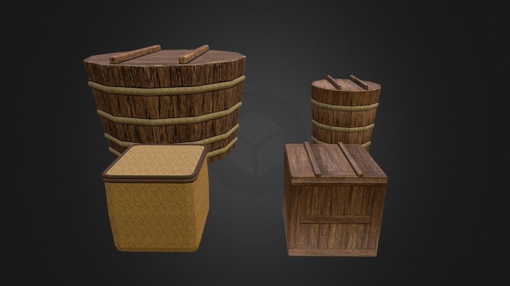 Barrels and Crates 3D Model