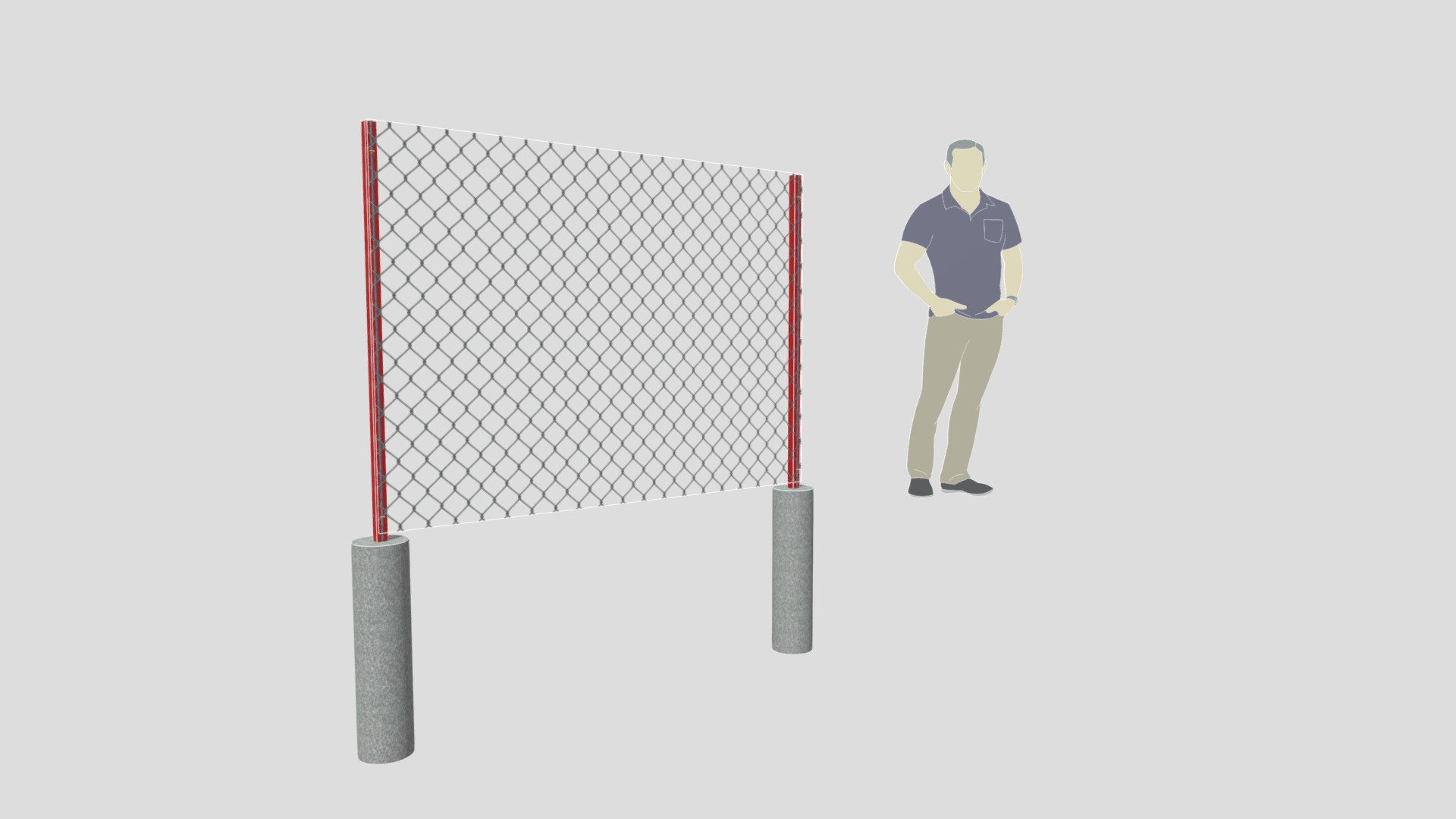 Забор из сетки-рабицы - Download Free 3D model by Andrei_Evdokimov ...