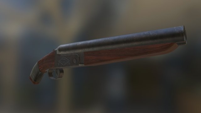 Sawed-off Double Barrel Shotgun 3D Model