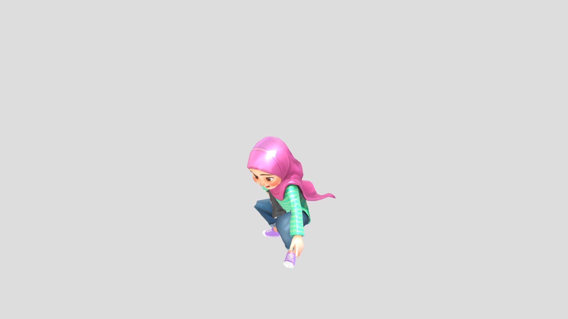 Girl Crouch Look Around - Download Free 3D model by ilianaF [56fbe55 ...