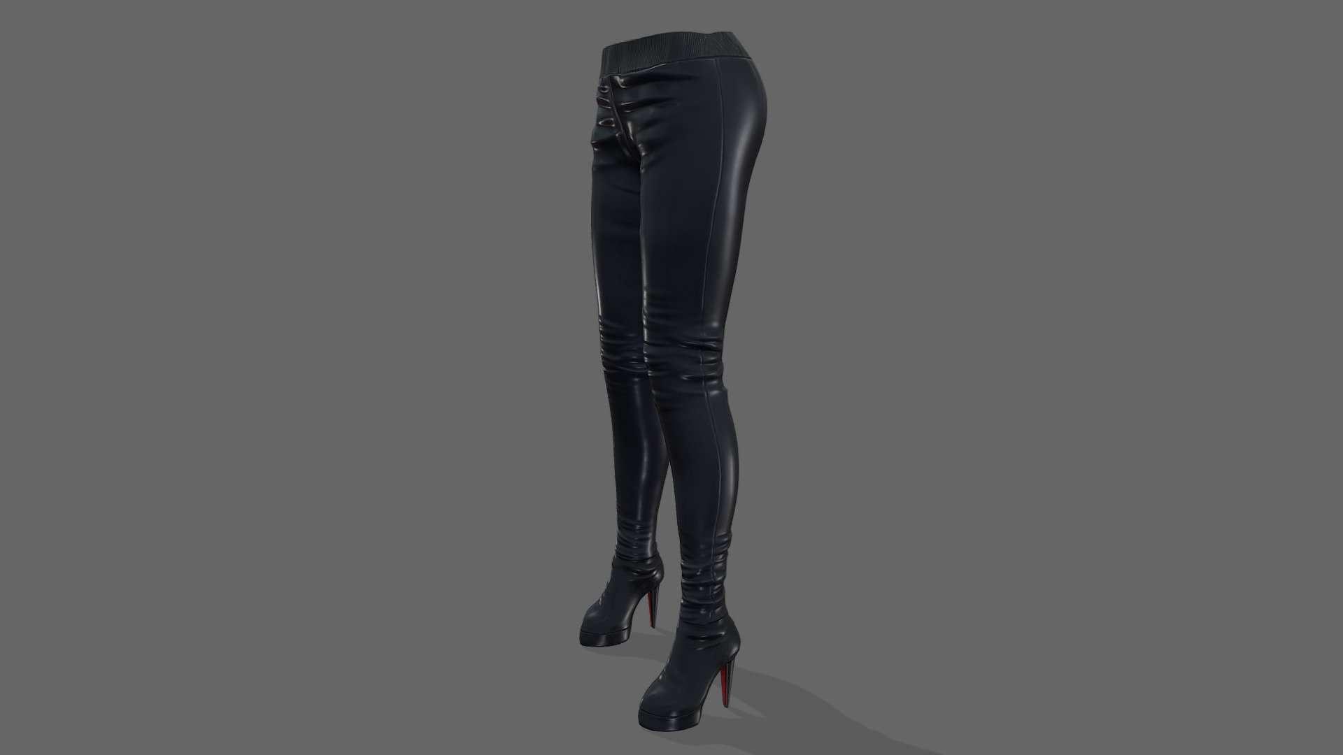 Female Black Leather Pants High Heel Boots Buy Royalty Free 3d Model